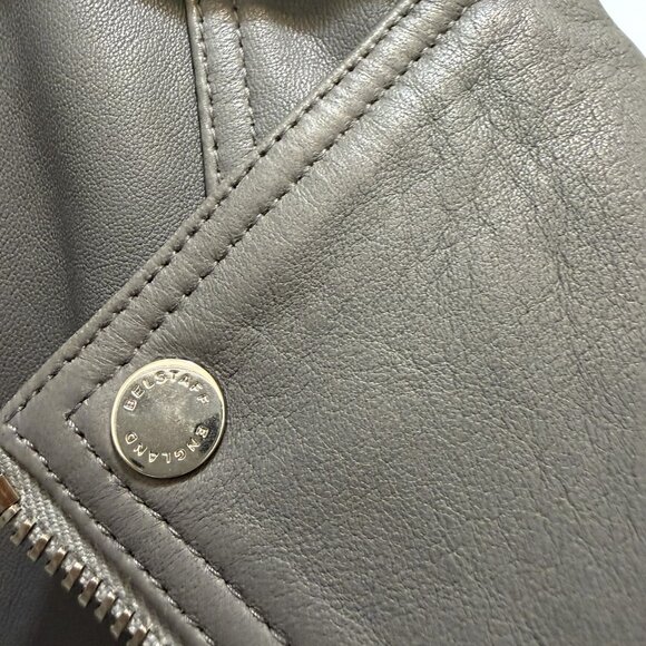 BELSTAFF Taupe MARVINGT LEATHER JACKET Sz 42 US size 4-6 - Picture 14 of 16